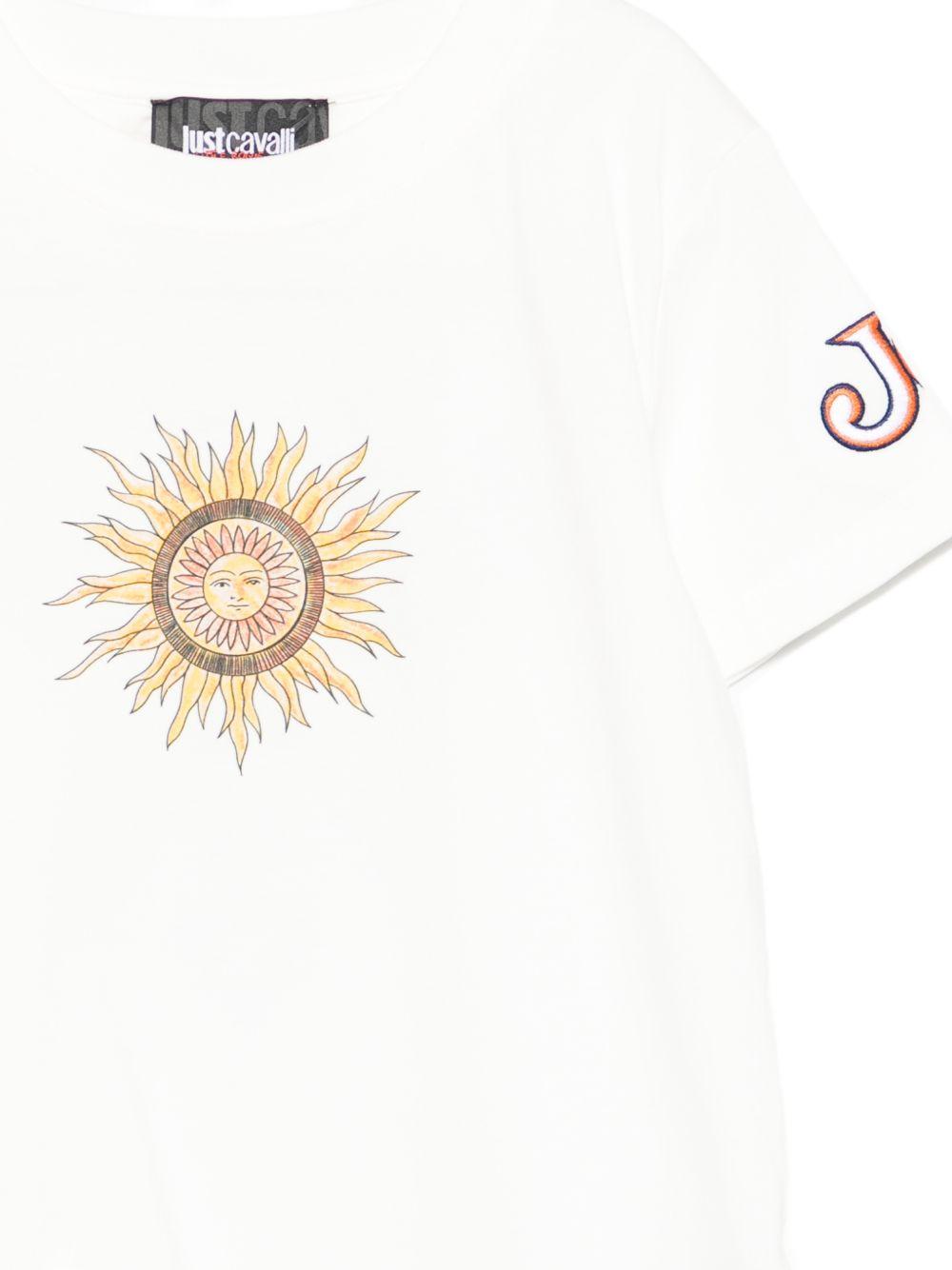 T-shirt per bambino Just Cavalli Kids bianca con dettaglio sole JBP26076TS PRISTINE JUST CAVALLI KIDS 