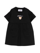 Abito per neonata Moschino Kids nero con logo sul davanti MDV0DGLCA19 60100 MOSCHINO KIDS 