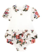 Body per neonata Dolce & Gabbana Kids bianco a fiori con ruches L21O9O G7PZM S9000 DOLCE & GABBANA KIDS 