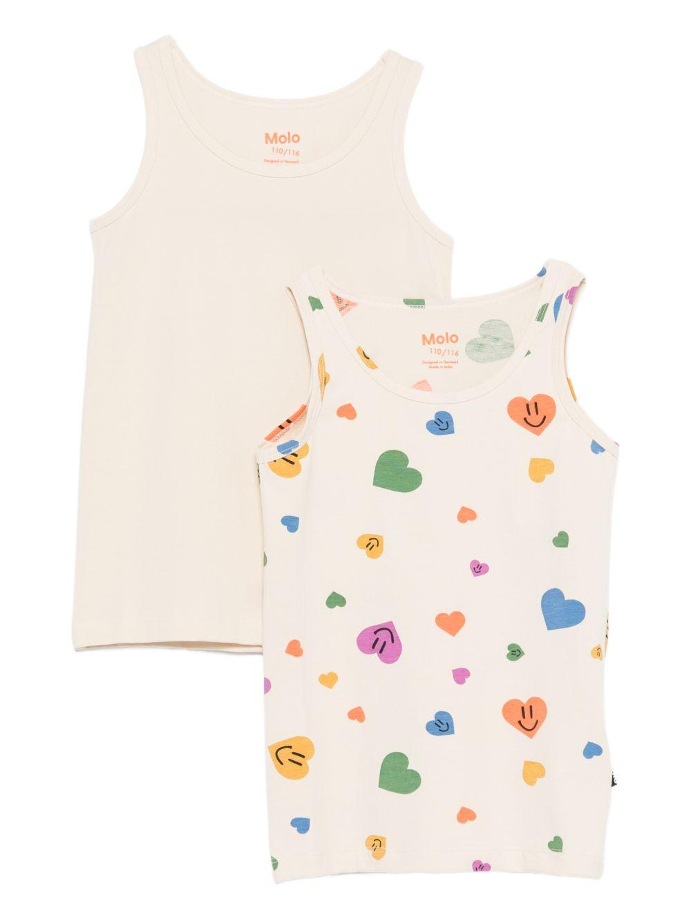 Set di due canottiere per bambina Molo beige con fantasie diverse 2S26Q801 9499 MOLO 