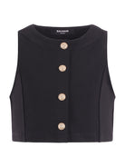 Panciotto per bambina Balmain Kids nero con bottoni dorati sul davanti BY5A02 J0371 930 BALMAIN KIDS 