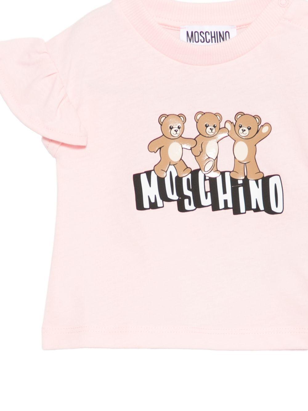 T-shirt per neonata Moschino Kids rosa con ruches MDM03QLAA17 50209 MOSCHINO KIDS 