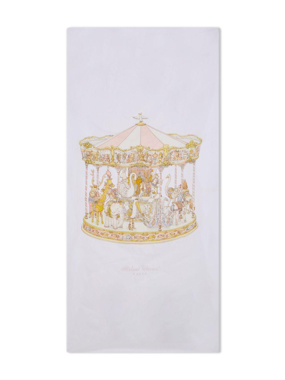 Lenzuolo con stampa illustrazione per neonato Atelier Choux bianco con orlo elasticizzato FS-CS-CAR P-CR ATELIER CHOUX PARIS 