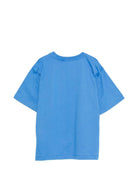 T-shirt per bambini Moschino Kids azzurro con logo sul davanti H5M05GLAA23 40630 MOSCHINO KIDS 
