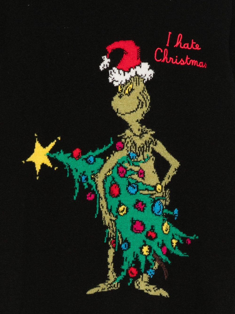 Maglione per bambino MC2 Saint Barth Kids nero con ricamo Grinch sul davanti DOU0001 02490I MC2 ST. BARTH KIDS 