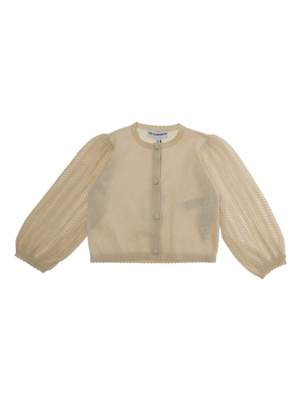Cardigan per neonata Emporio Armani Kids beige con trama lavorata a maglia EG000780 AF22791 U0007 EMPORIO ARMANI KIDS 