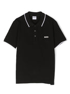 Polo per bambino boss Kids nera con stampa logo sul petto J25P26 09B BOSS KIDS 