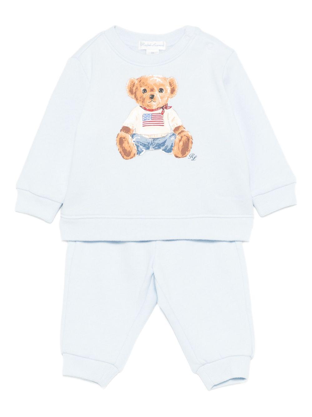 Set di maglia e pantaloni per neonata Polo Ralph Lauren Kids azzurri con stampa grafica Teddy 320P02078 001 Ralph Lauren kids 