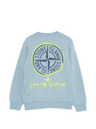 Felpa per bambino Stone Island Junior azzurro con stampa logo L1S166100018S0370 V004A STONE ISLAND JUNIOR 