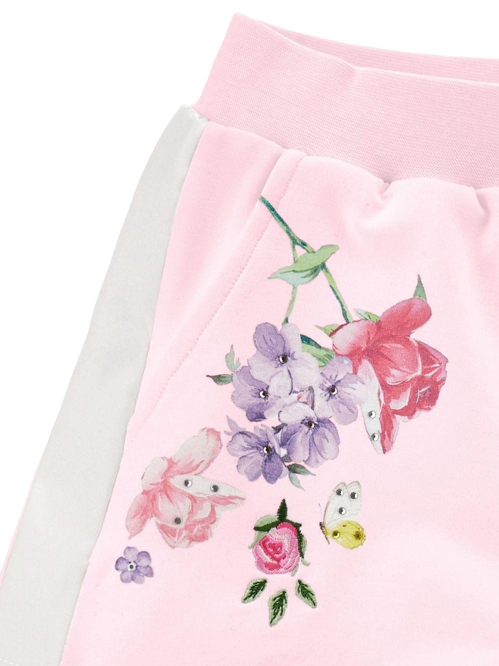 Shorts per bambina Monnalisa rosa con stampa a fiori 19G403 7007 9099 MONNALISA 