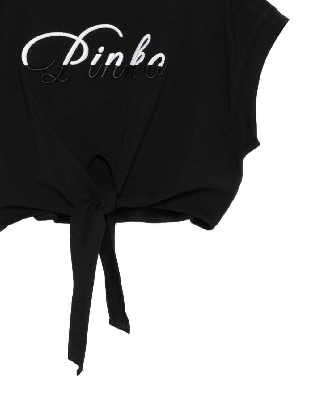 T-shirt per bambina Pinko Kids nera con dettaglio nodo KFTS042CJEO17 D852 PINKO KIDS 