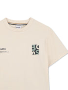 T-shirt per bambino Boss Kids beige con dettaglio logo J52974 21C BOSS KIDS 