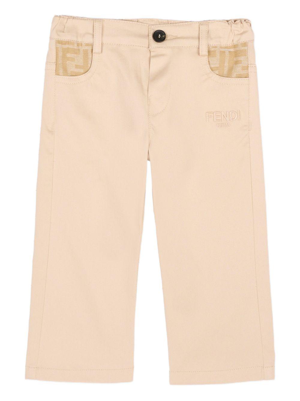 Pantaloni per neonato Fendi Kids beige con tasche con logo FF BMF264 AS5Y F1P2N FENDI KIDS 