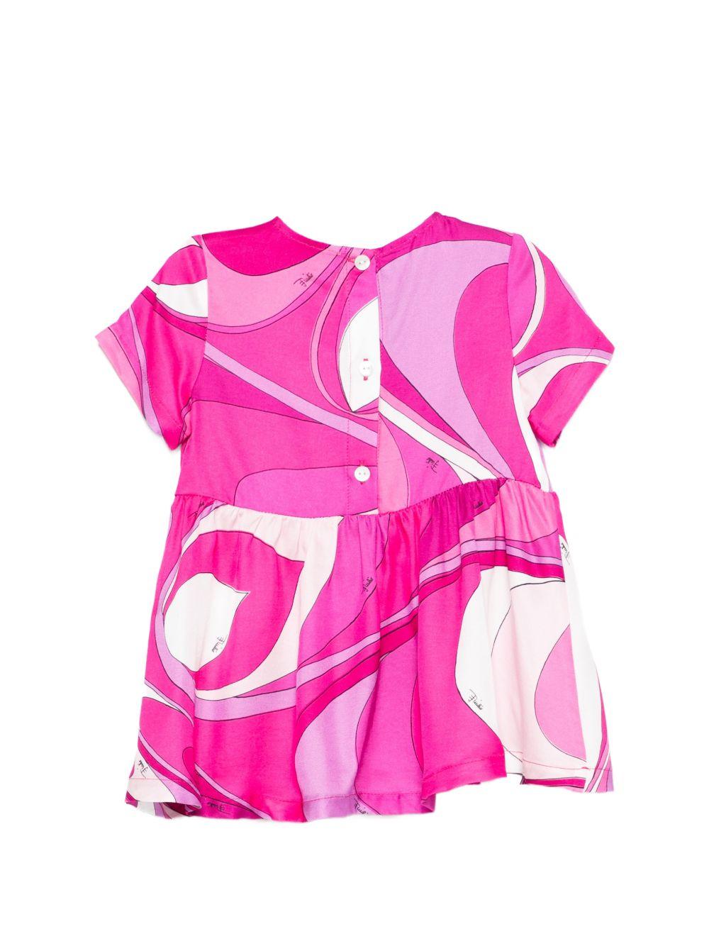 Abito per neonata Emilio Pucci Junior fucsia con stampa grafica PY1021 K0284 570BC EMILIO PUCCI JUNIOR 