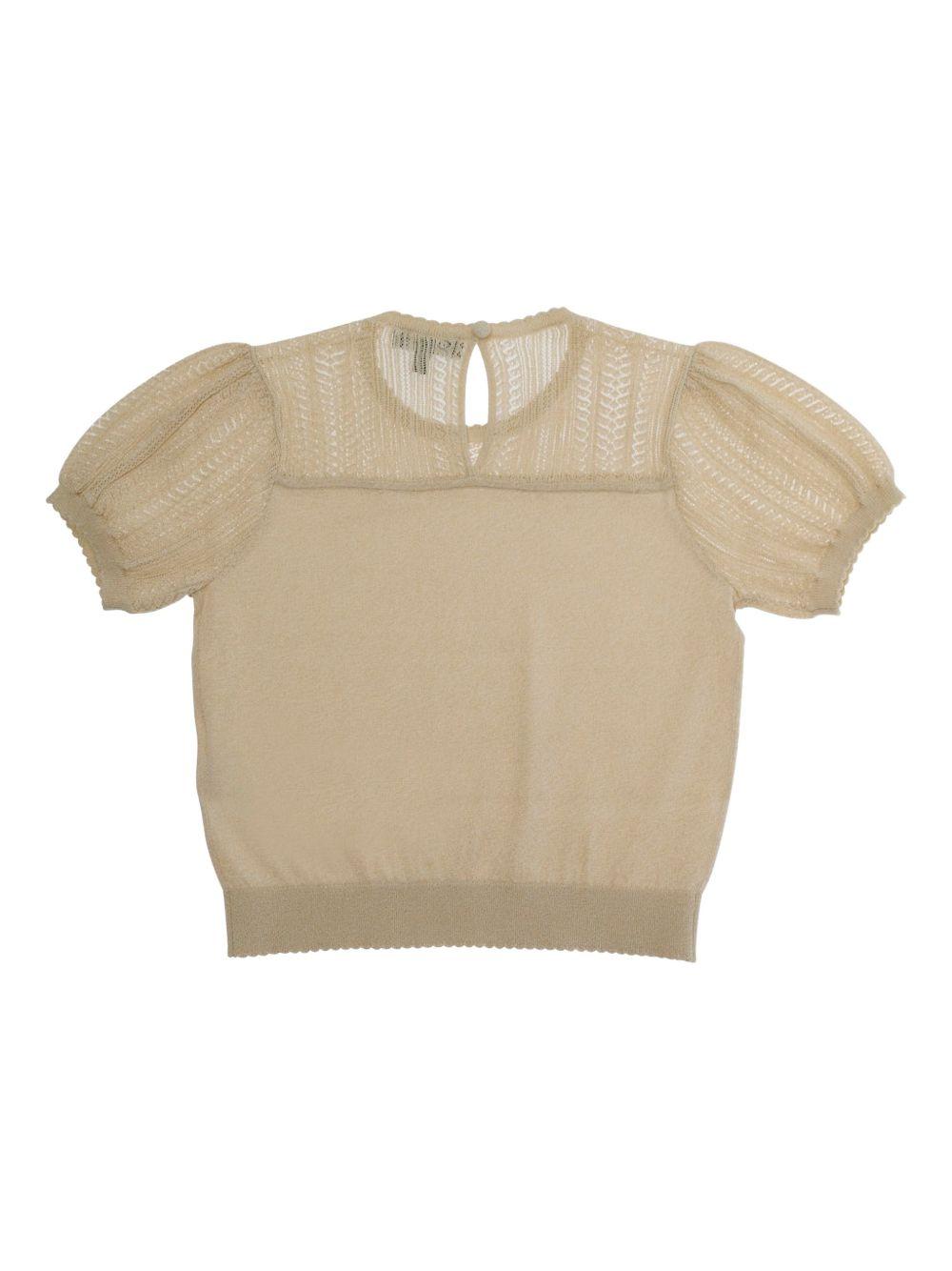 T-shirt per bambina Emporio Armani Kids beige con maniche corte a sbuffo EG000778 AF22791 U0007 EMPORIO ARMANI KIDS 