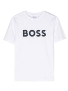 T-shirt per bambino Boss Kids bianca con stampa logo sul davanti J25P24 10P BOSS KIDS 