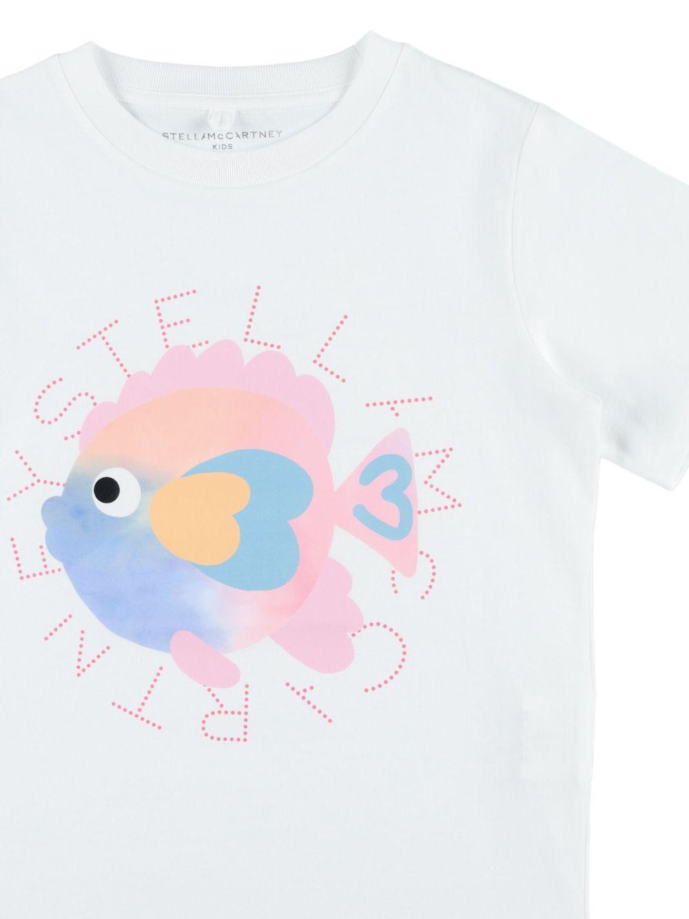 T-shirt per bambina Stella McCartney Kids bianca constampa grafica sul davanti TY8A61 Z0434 100 STELLA McCARTNEY KIDS 