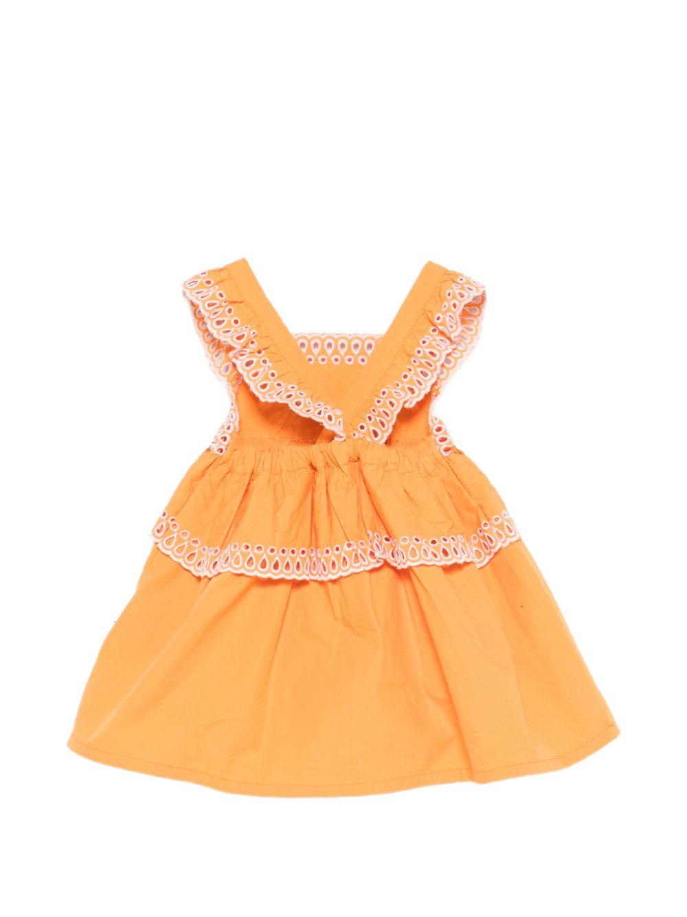 Abito per neonata Stella McCartney Kids arancione in pizzo sangallo TY1042 Z3459 465 STELLA McCARTNEY KIDS 