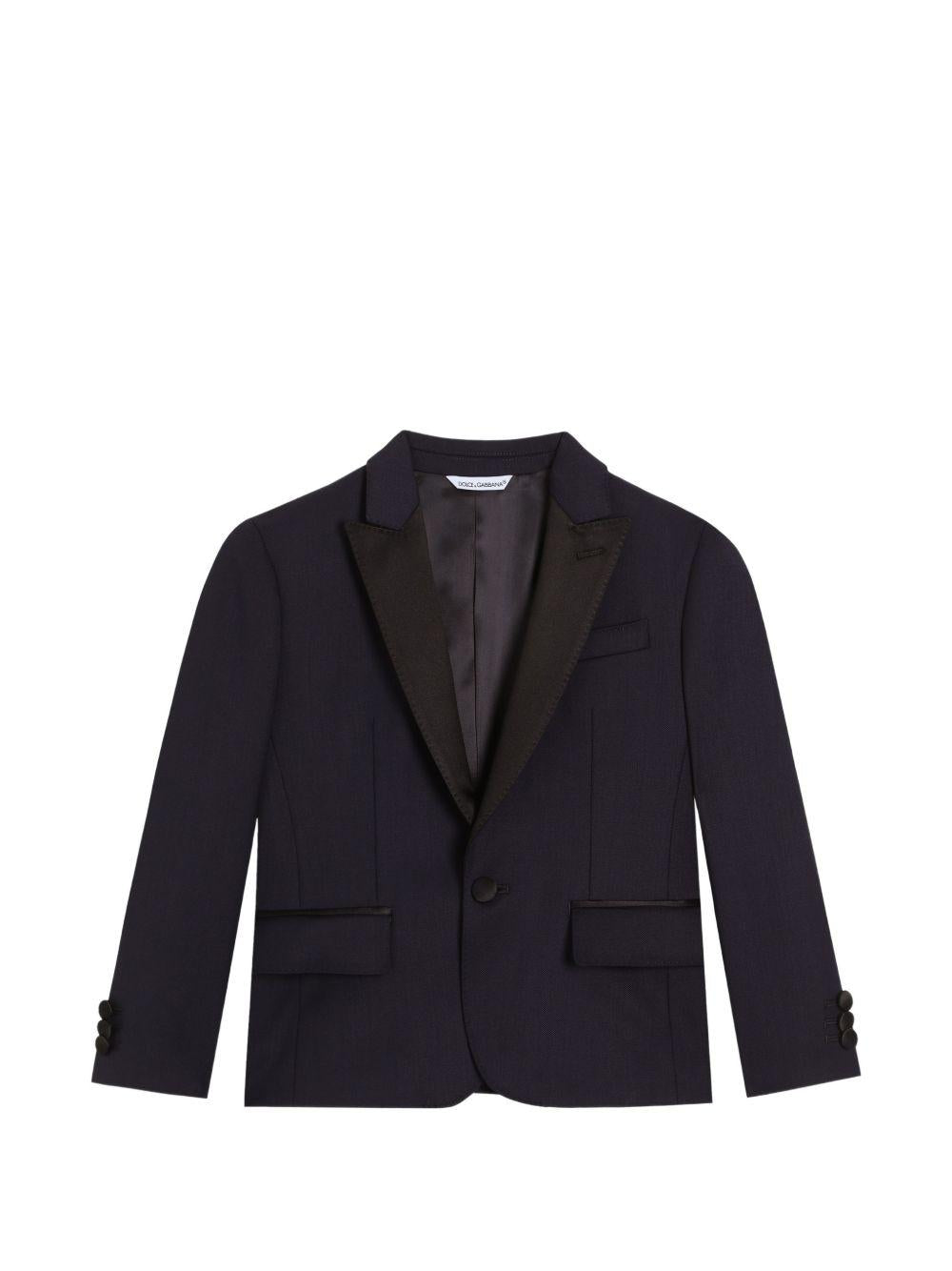 Giacca per bambino Dolce & Gabbana Kids blu con revers a lancia L41J89 G7PQI B0665 DOLCE & GABBANA KIDS 