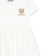 Abito per neonata Moschino Kids bianco con ricamo Teddy Bear MDV0DBLAA55 10063 MOSCHINO KIDS 
