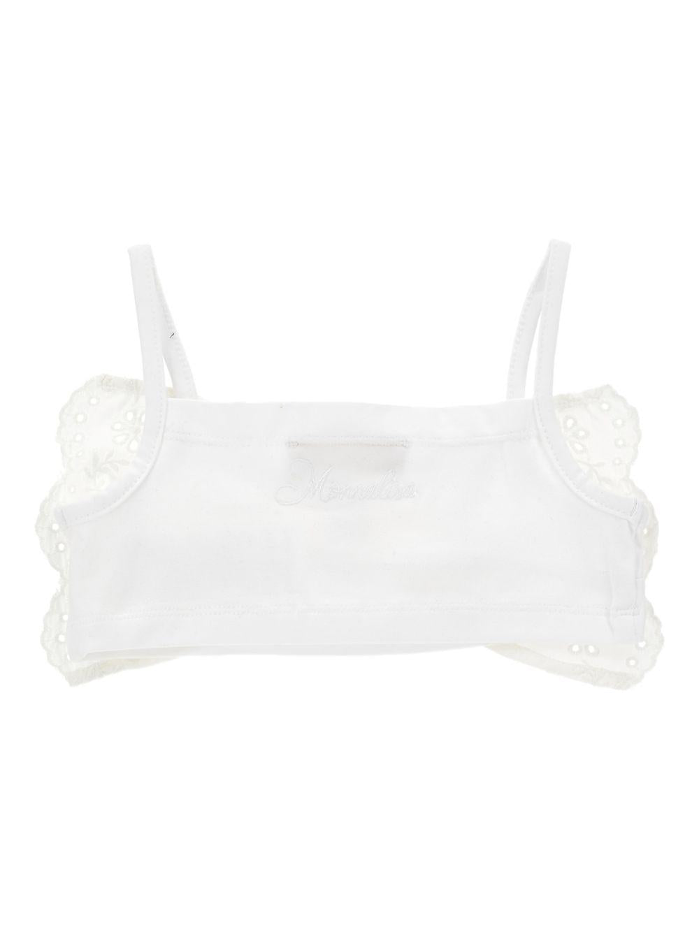 Top per bambina Monnalisa bianco con dettaglio fiocco ricamato 17G302 7043 0099 MONNALISA 