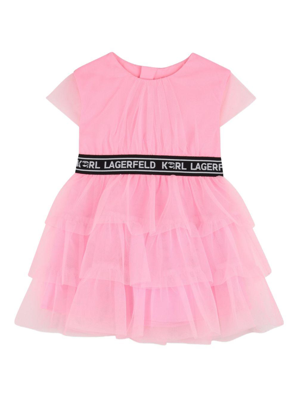 Abito per neonata Karl Lagerfeld Kids rosa con rifinitura logo Z31059 462 KARL LAGERFELD KIDS 