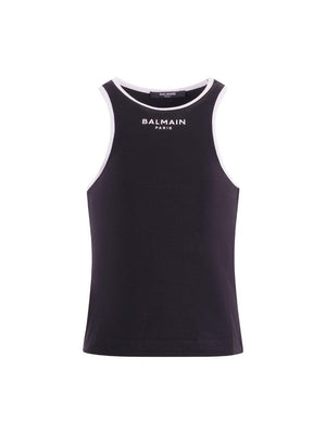 Balmain Kids black T-shirt for girls with logo printed on the front