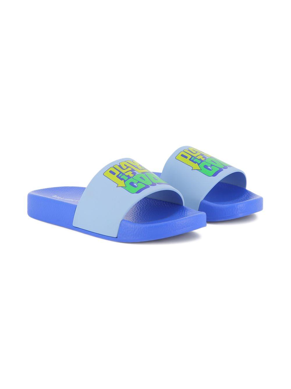 Sandali slides per bambino Billieblush blu con stampa grafica U22094 813 BILLIEBLUSH 