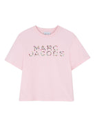 T-shirt per bambina The Marc Jacobs Kids rosa con stampa logo W60746 475 THE MARC JACOBS KIDS 