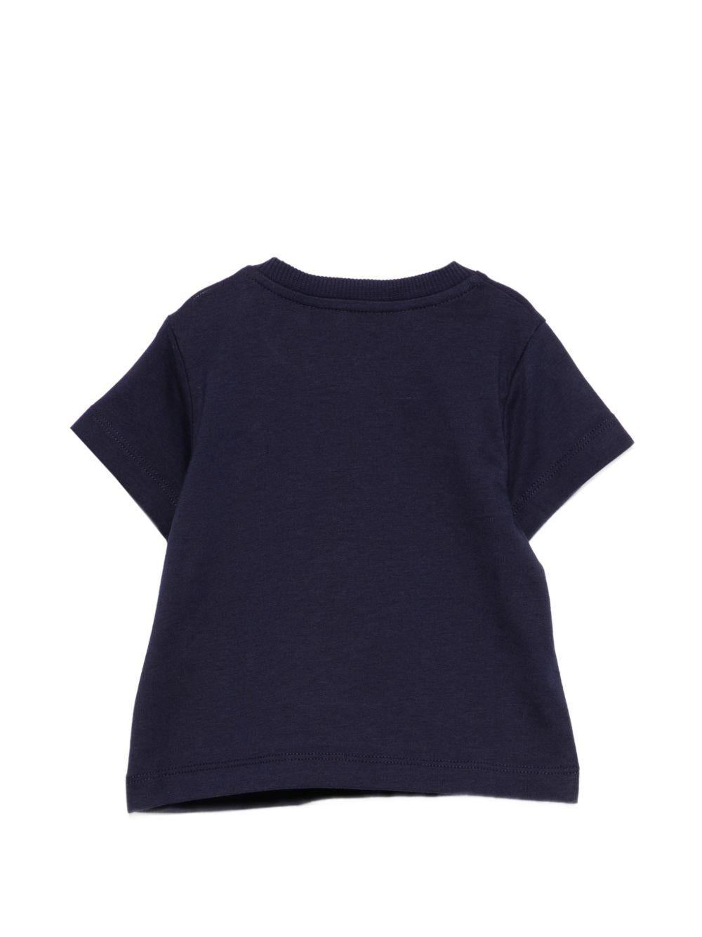 T-shirt per neonati Moschino Kids blu con ricamo orsetto MUM04TLAA02 40016 MOSCHINO KIDS 