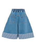 Shorts per bambina Fendi Kids denim con logo FF JFF389 AVVU F0QG0 FENDI KIDS 
