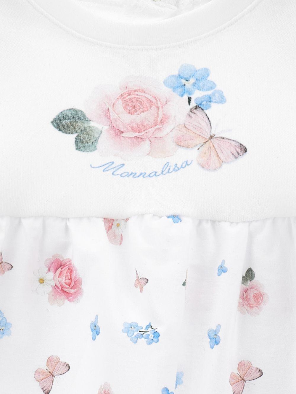 Abito per neonata Monnalisa bianco con stampa a fiori 35G210 7000 0099 MONNALISA 