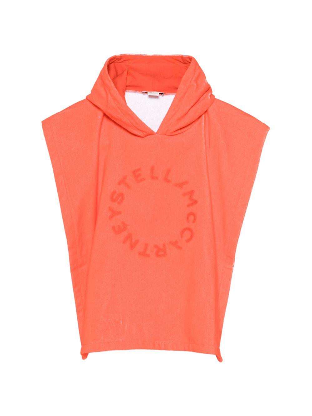 Accappatoio per bambini Stella McCartney Kids arancione con logo sul davanti TYCP20 Z0163 426 STELLA McCARTNEY KIDS 