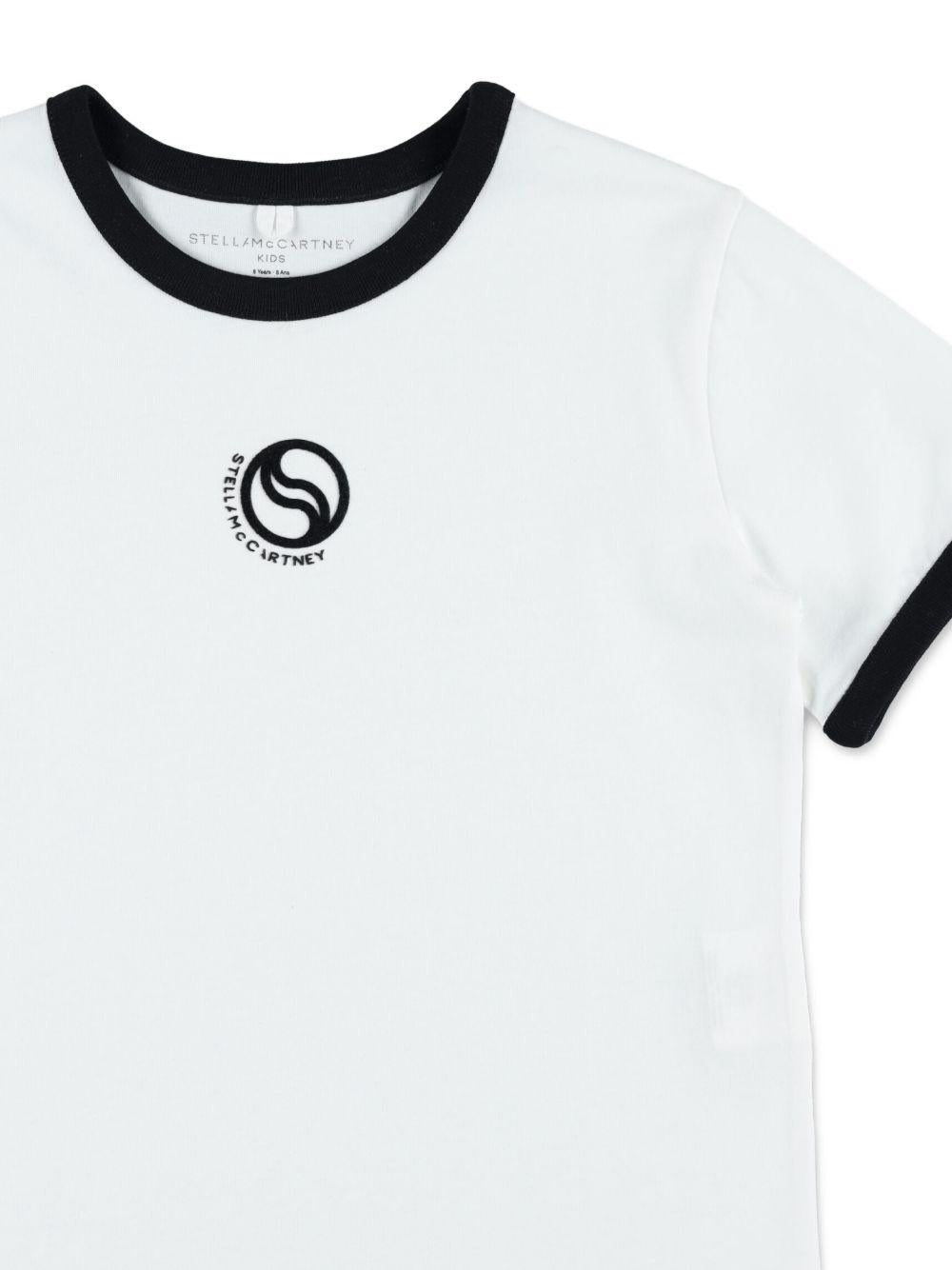 T-shirt per bambina Stella McCartney Kids bianca con dettagli del logo sul davanti TY8C61 Z0434 101 STELLA McCARTNEY KIDS 