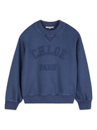 Felpa per bambina Chloé Kids blu con logo goffrato C20843 80S CHLOE' KIDS 