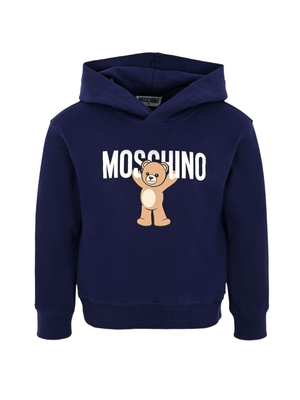 Felpa per bambino Moschino Kids blu con stampa Teddy Bear