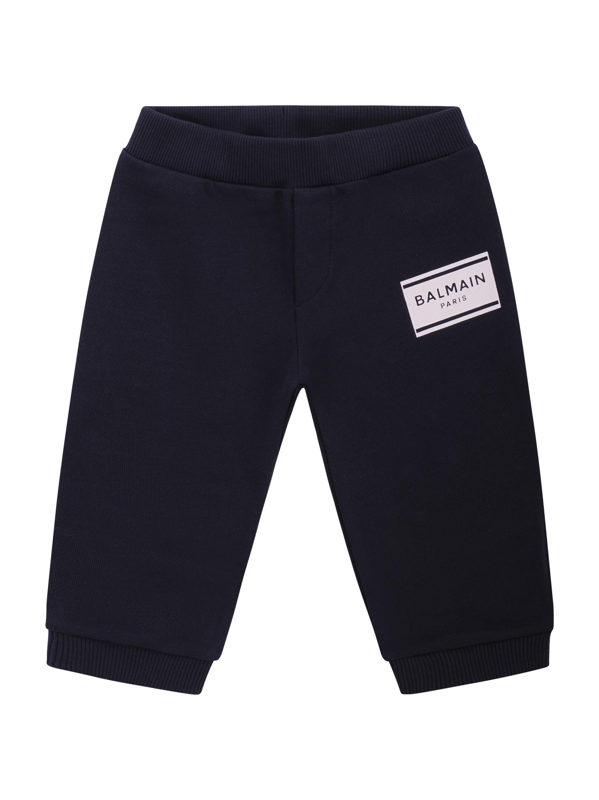 Pantaloni sportivi per neonato Balmain Kids blu con logo sul davanti BY6500 Z3183 617BC BALMAIN KIDS 