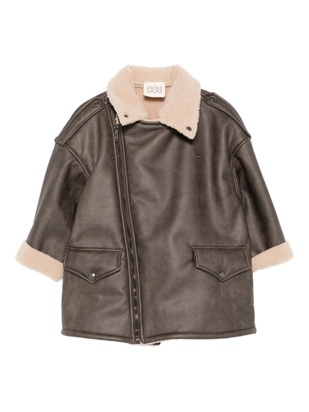 Giubbino per bambina Douuod Kids marrone con zip frontale DX2P70 H0072 320BG DOUUOD 