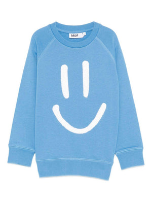 Felpa Mike per bambino Molo azzurra con stampa smile
