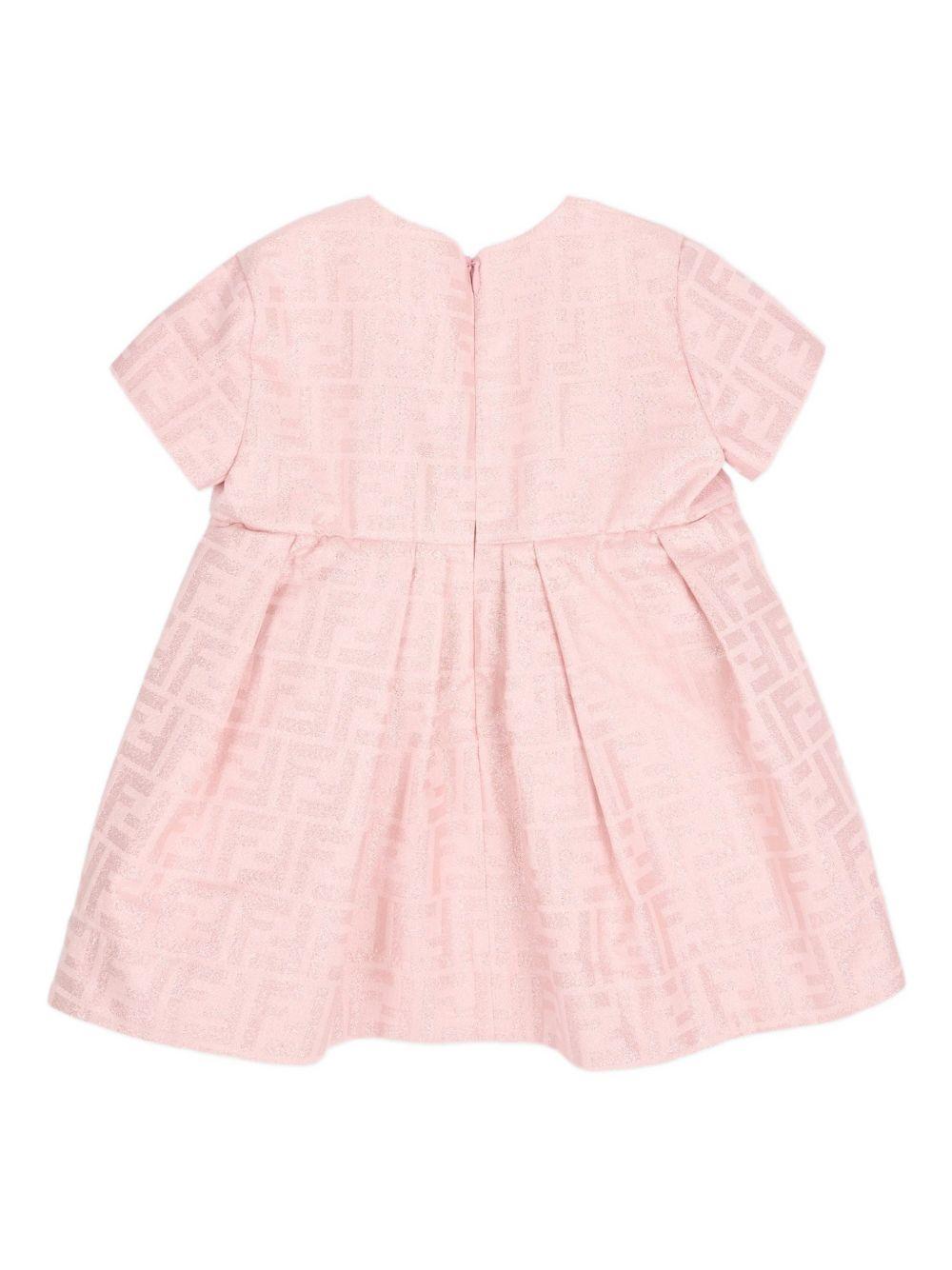 Abito per neonata Fendi Kids rosa con fiocco sul davanti BFB589 AVW6 F0ZKY FENDI KIDS 