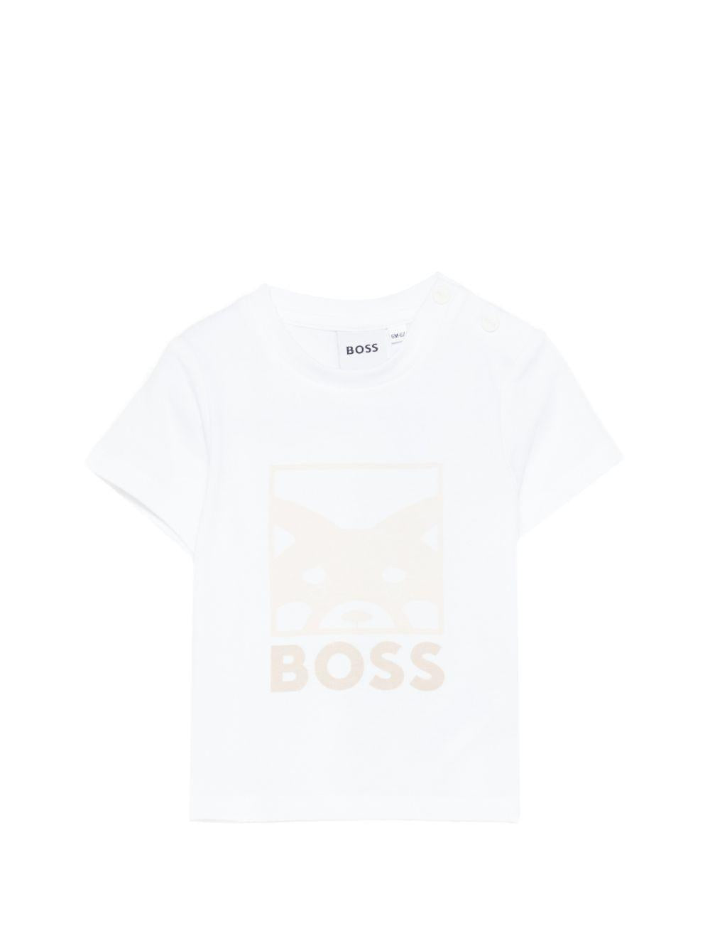 T-shirt per neonato Boss Kids bianca con dettaglio logo J53034 10P BOSS KIDS 