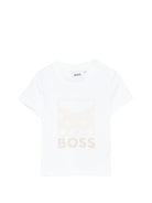 T-shirt per neonato Boss Kids bianca con dettaglio logo J53034 10P BOSS KIDS 