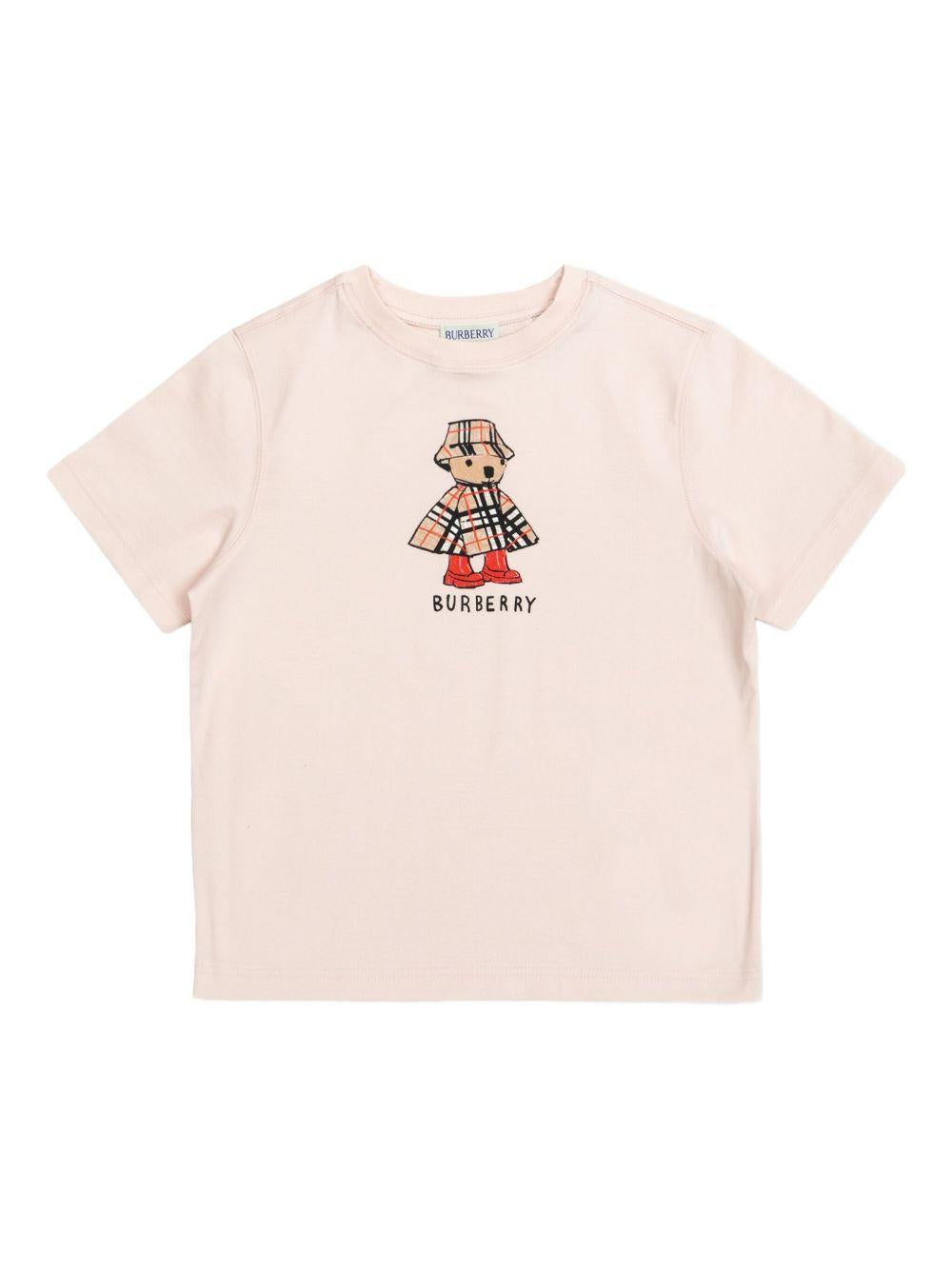 T-shirt per bambina Burberry Kids rosa con stampa orsetto sul davanti 8117421 A1439 BURBERRY KIDS 