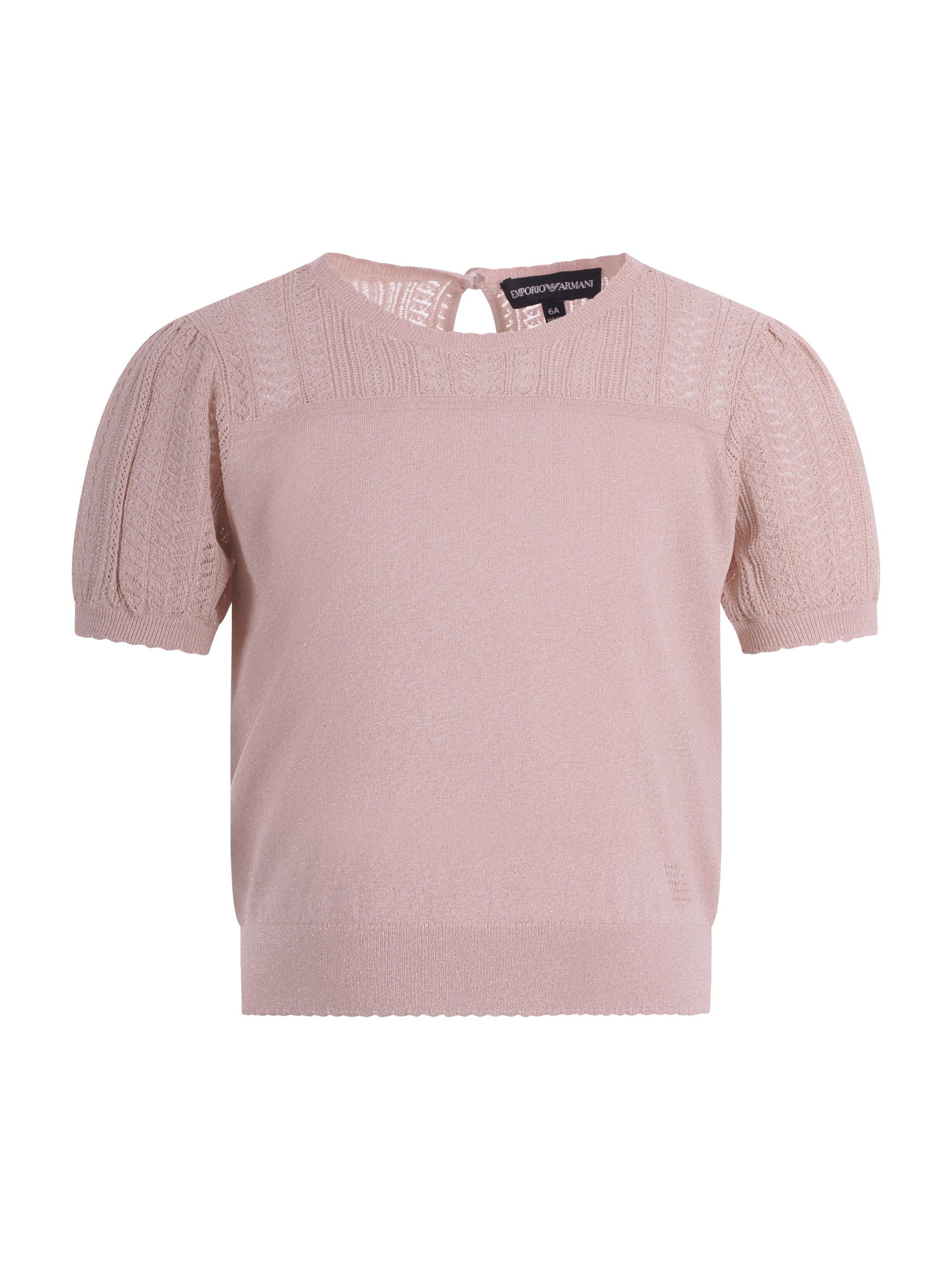 T-shirt per bambina Emporio Armani Kids rosa con maniche corte a sbuffo EG000778 AF22791 U4013 EMPORIO ARMANI KIDS 