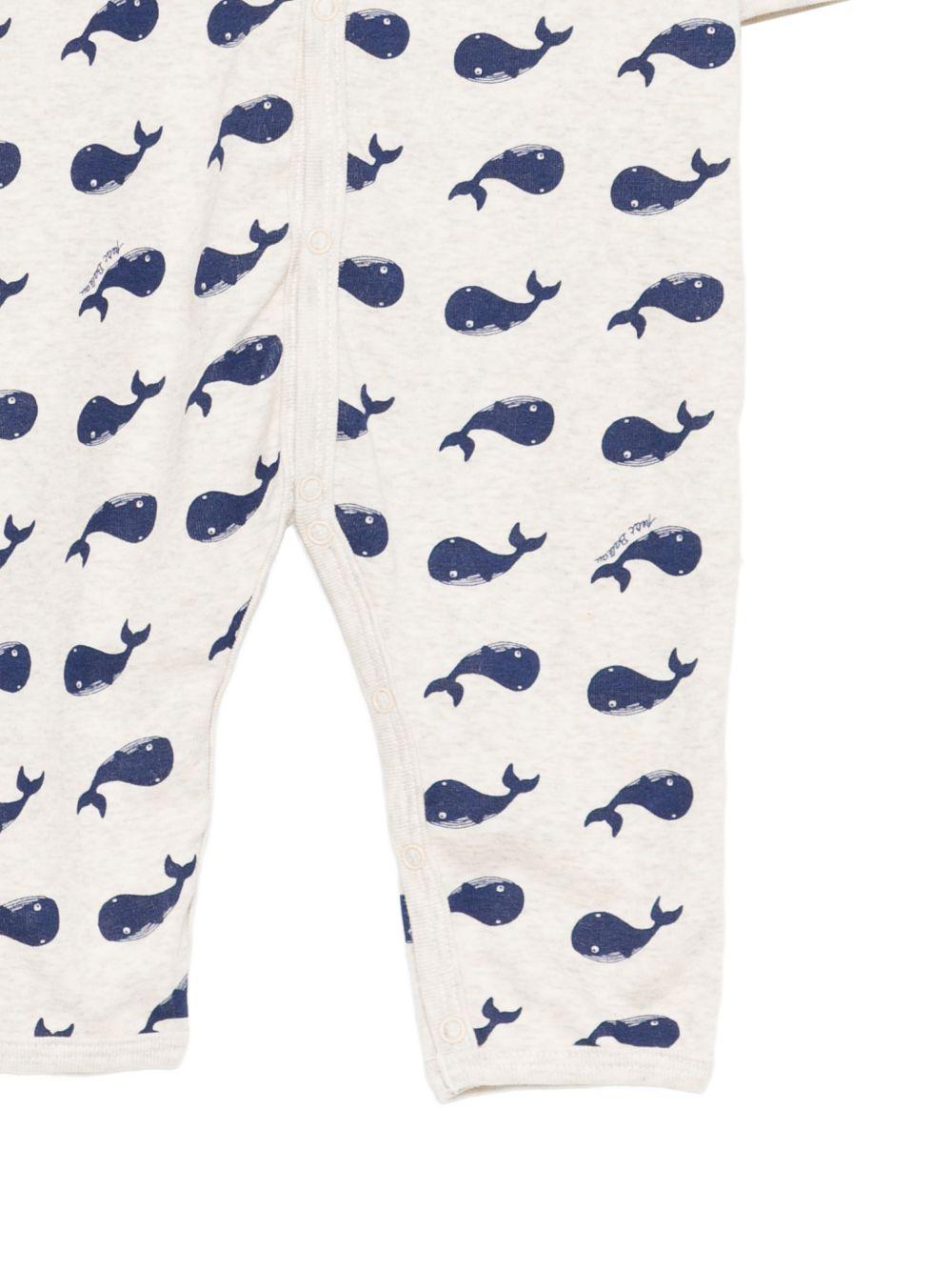 Tutina per neonato Petit Bateau beige con stampa balene all-over A0AXH 01 PETIT BATEAU 