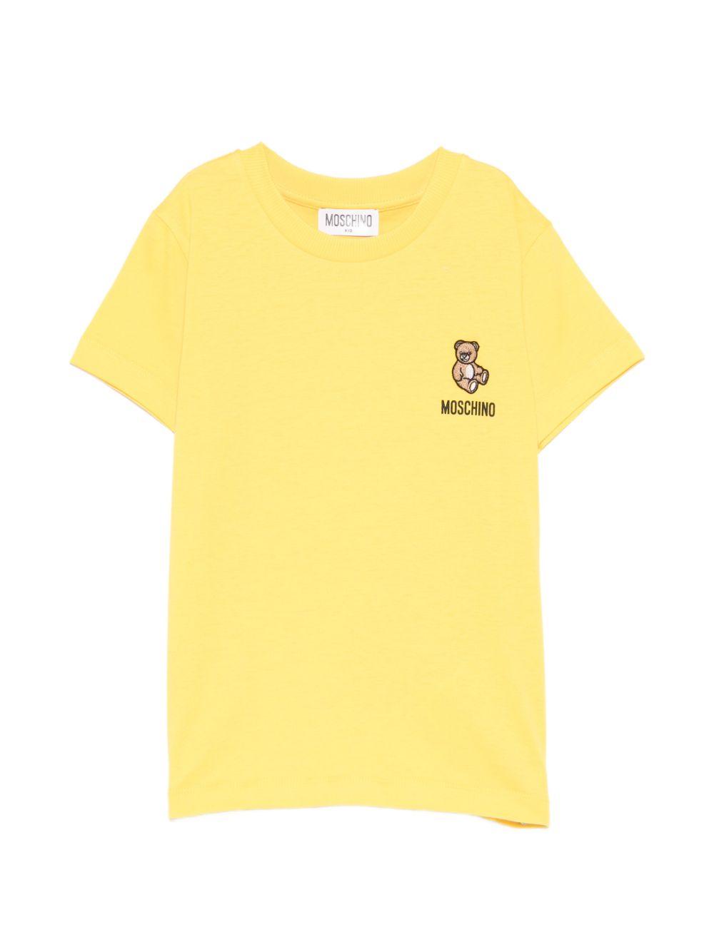 T-shirt per bambini Moschino Kids gialla con ricamo Teddy Bear HUM05TLAA02 50577 MOSCHINO KIDS 