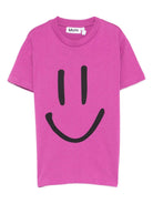 T-shirt per bambina Molo fucsia con stampa smile 6S26A201 5627 MOLO 