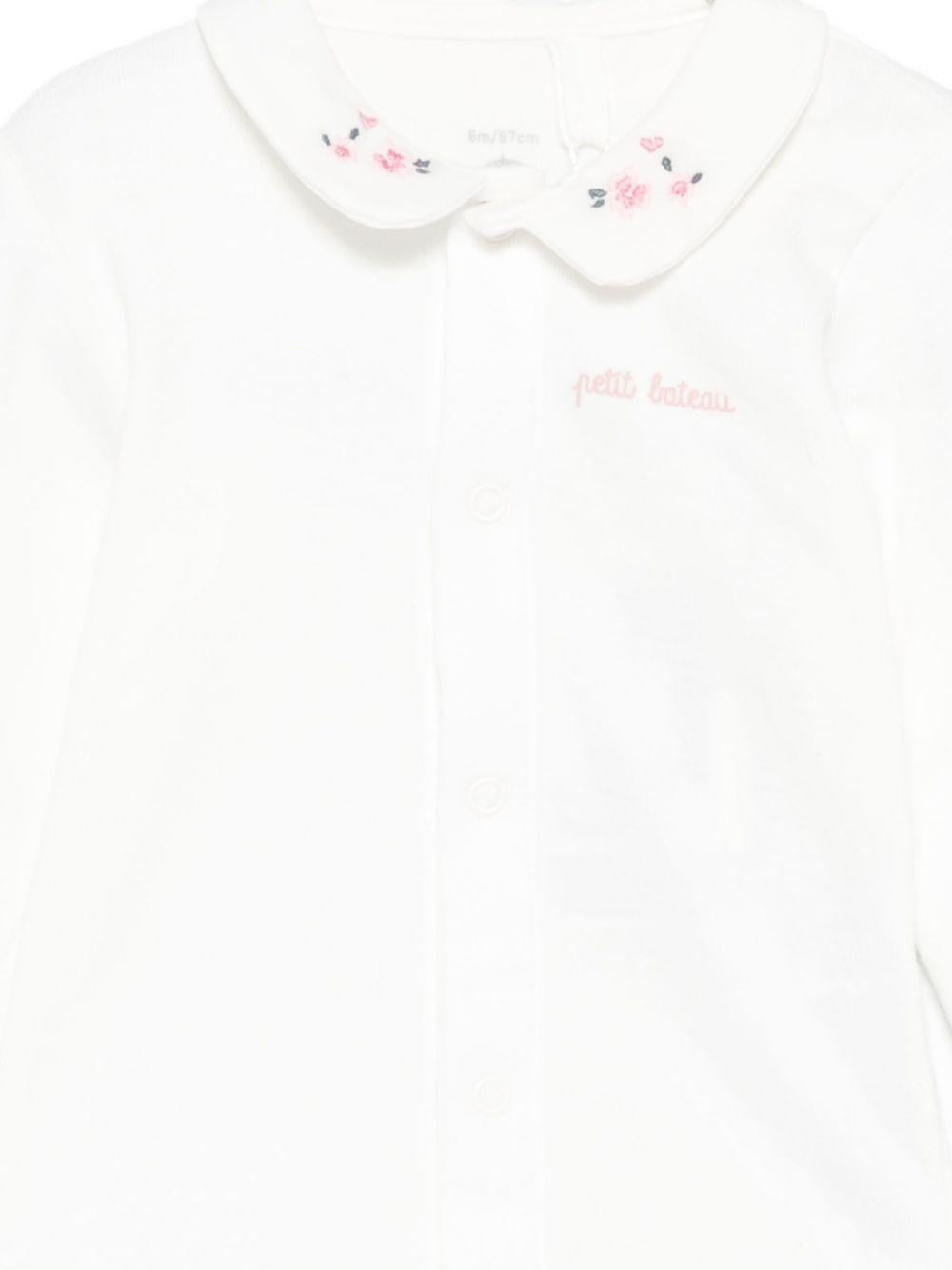 Body per neonata Petit Bateau bianco con ricamo a fiori A0EKL 03 PETIT BATEAU 