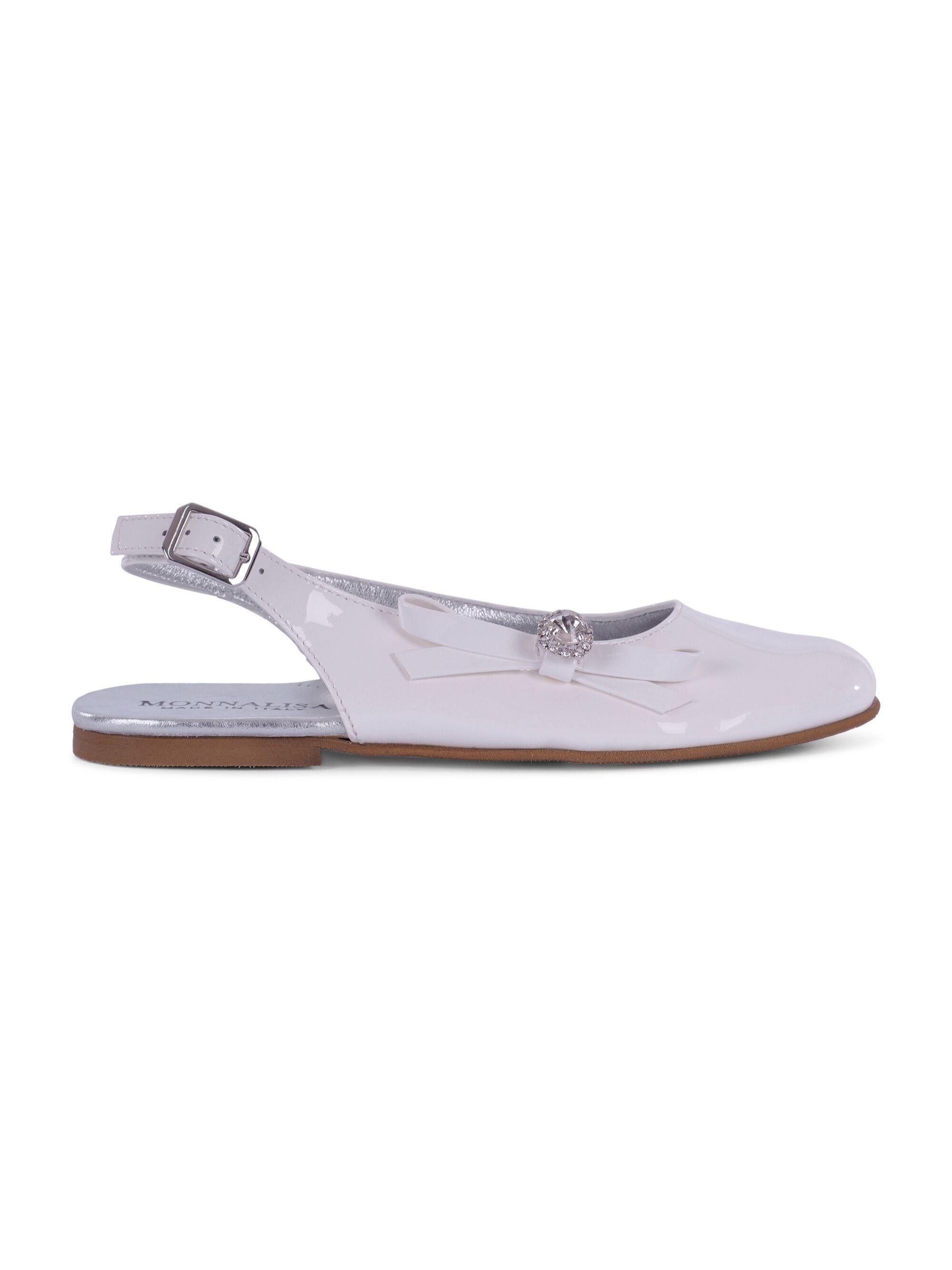 Ballerine per bambina Monnalisa bianche con fiocco e cristalli 87G000 7706 0099 MONNALISA 