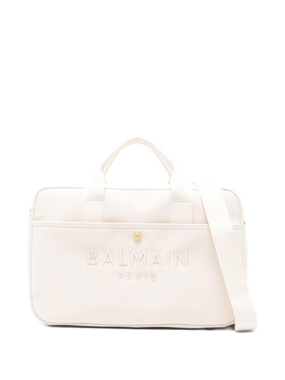 Borsa fasciatoio per neonati Balmain Kids bianca con logo ricamato BY0608 Z3829 102 BALMAIN KIDS 